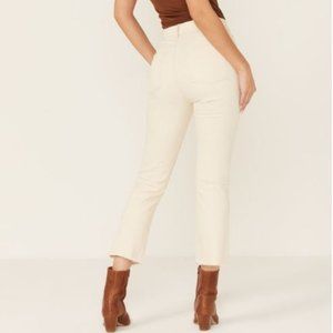 Daze Women's Shy Girl High Rise Ivory Crop Flare Jeans